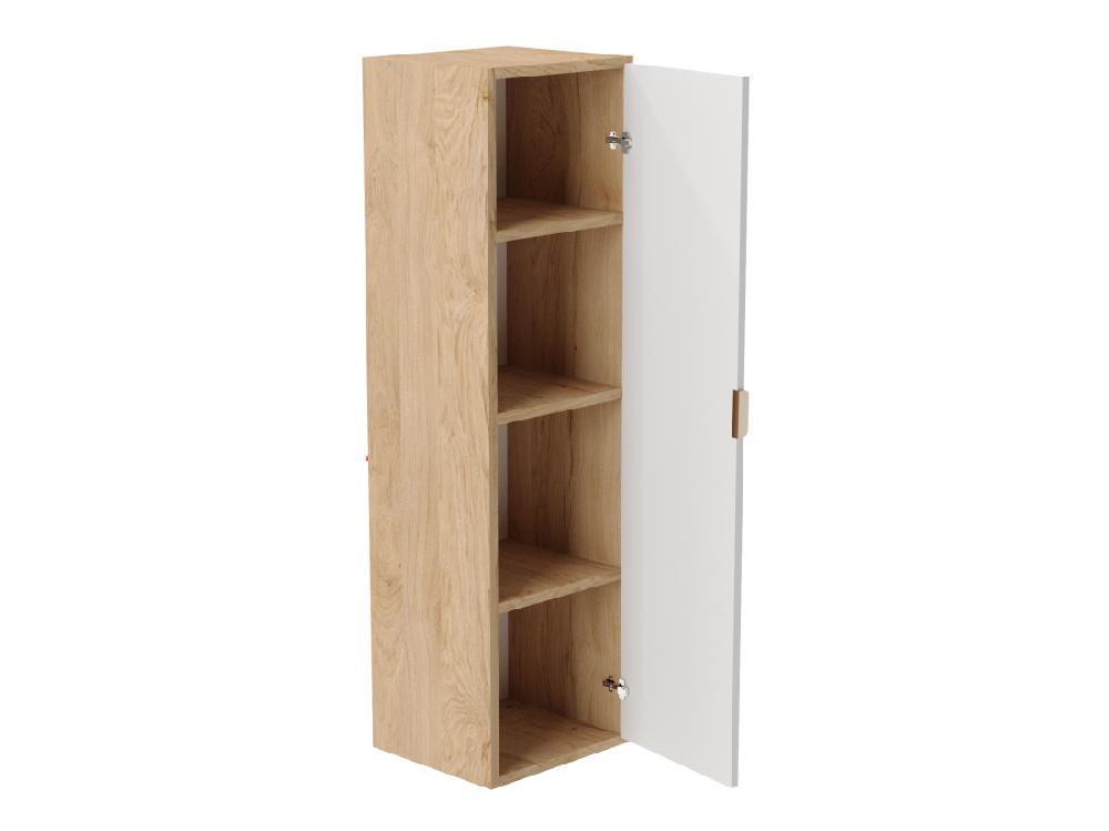 Vente Unique Meuble Colonne Suspendu De Salle De Bain WENA Façades Cannelées Willy 120x33x33 Cm Cachemire/Noyer