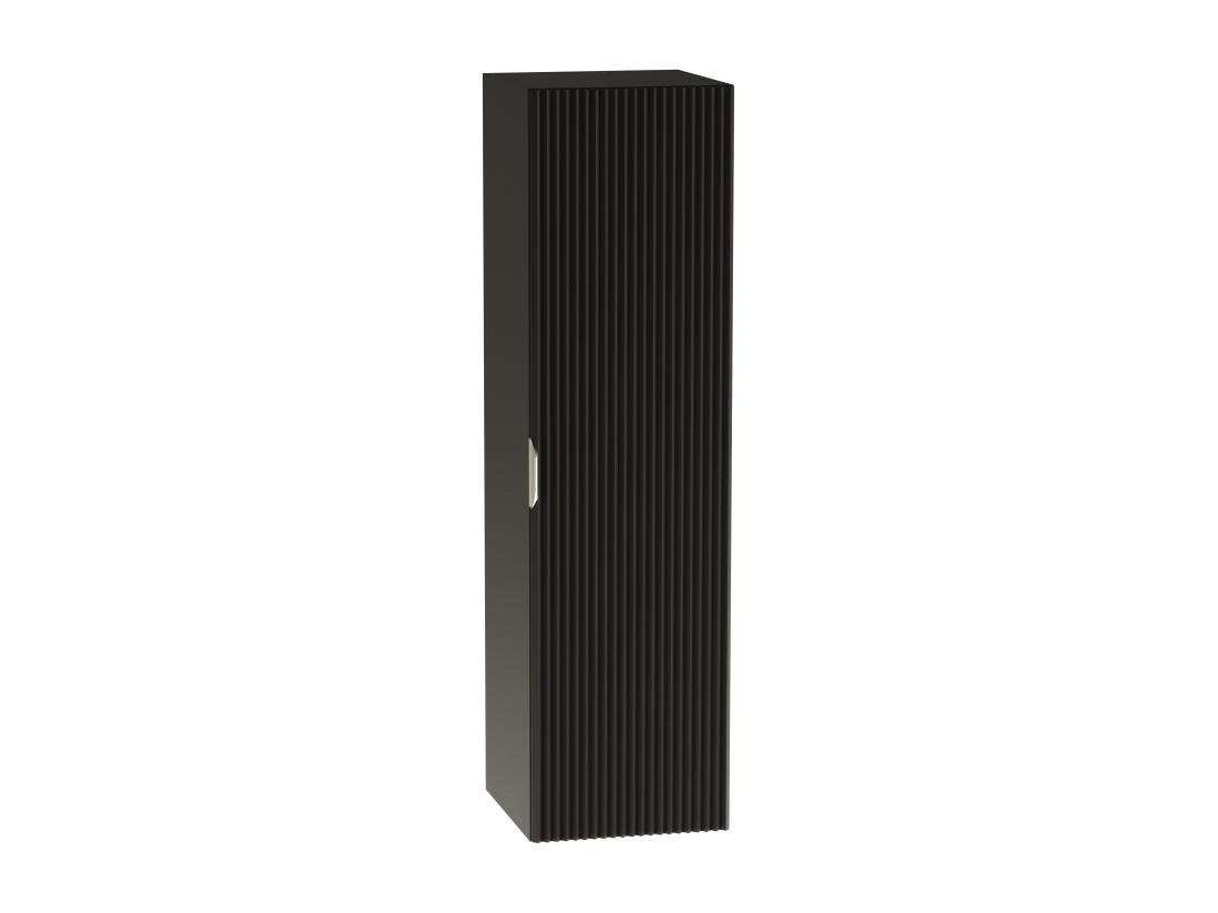 vente unique Meuble colonne suspendu de salle de bain WENA façades cannelées Willy 120x33x33 cm Noir