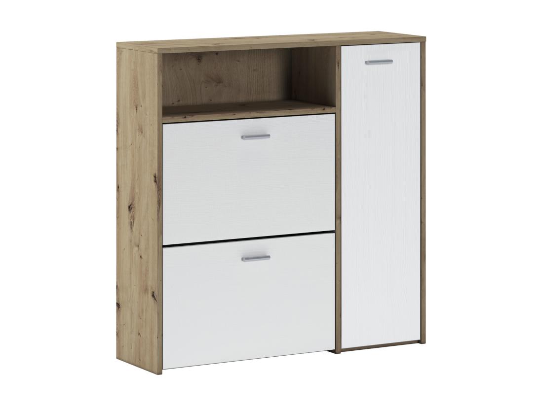 vente unique Meuble d'entrée Adriatico Crochet d'entrée Composition pour l'atrium Console de rangement multifonction 92x27h94 cm Chêne clair et Blanc