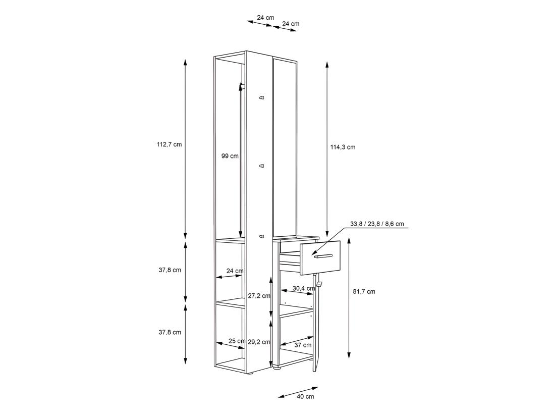 Vente Unique Meuble D'entrée Blanc Avec Miroir Et Rangements - NINA