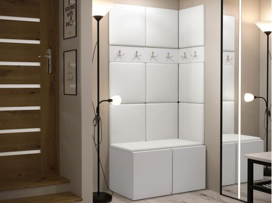 Vente Unique Meuble D'entrée Hartford 264 186x84x46cm Blanc Tapisserie|Faux Cuir