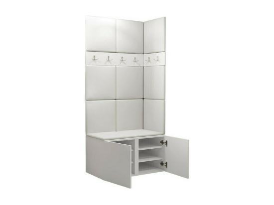 Vente Unique Meuble D'entrée Hartford 264 186x84x46cm Blanc Tapisserie|Faux Cuir