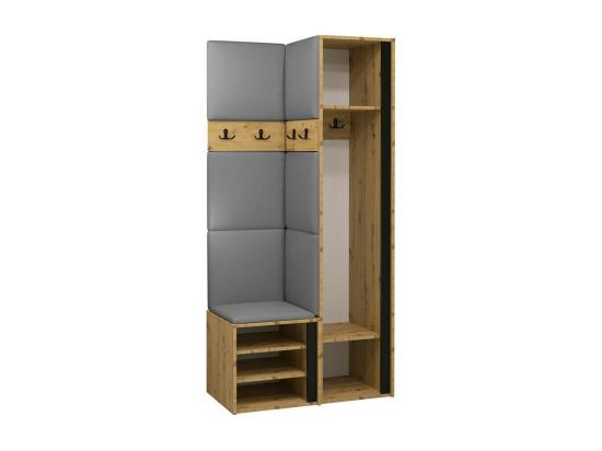 Vente Unique Meuble D'entrée Hartford 348 186x82x44cm Chêne Artisan|Noir Faux Cuir|Stratifié