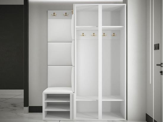Vente Unique Meuble D'entrée Hartford 380 186x116x46cm Miroir Noir|Blanc MDF|Stratifié|Faux Cuir
