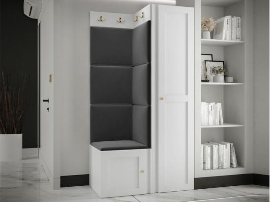 Vente Unique Meuble D'entrée Hartford 381 186x82x46cm Blanc|Noir MDF|Stratifié|Tapisserie