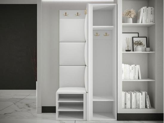 Vente Unique Meuble D'entrée Hartford 381 186x82x46cm Blanc|Noir MDF|Stratifié|Tapisserie
