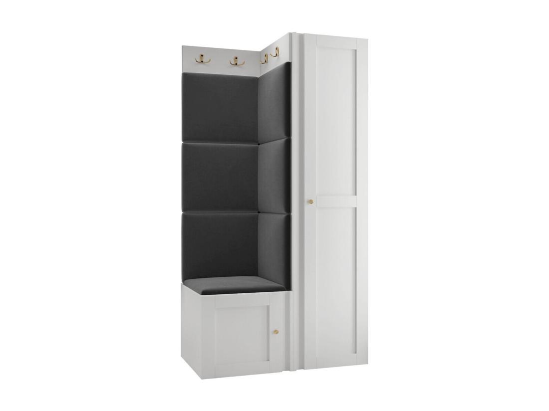 vente unique Meuble d'entrée Hartford 381 186x82x46cm Blanc|Noir MDF|Stratifié|Tapisserie