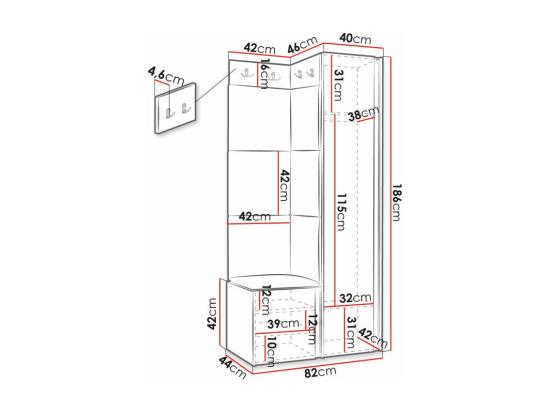 Vente Unique Meuble D'entrée Hartford 391 186x82x46cm Miroir Noir MDF|Stratifié|Faux Cuir