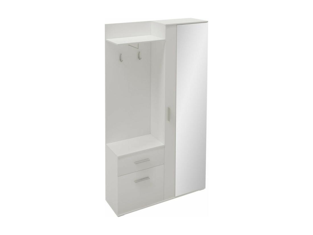 Vente Unique Meuble D'entrée Stanton 103 195x97x30cm Miroir Blanc Stratifié À Poser