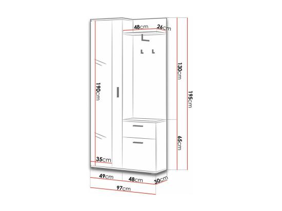 Vente Unique Meuble D'entrée Stanton 103 195x97x30cm Miroir Blanc Stratifié À Poser