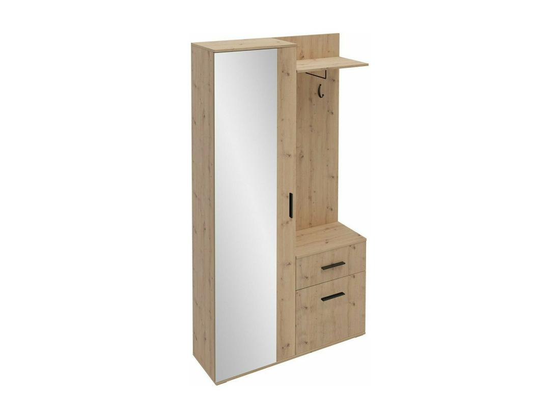 Vente Unique Meuble D'entrée Stanton 103 195x97x30cm Miroir Chêne Artisan Stratifié À Poser