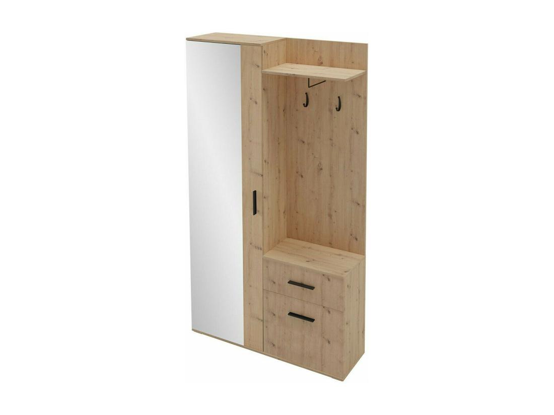 vente unique Meuble d'entrée Stanton 103 195x97x30cm Miroir Chêne Artisan Stratifié À poser