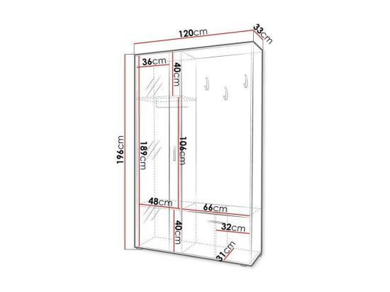Vente Unique Meuble D'entrée Stanton 109 196x120x33cm Miroir Blanc Stratifié À Poser
