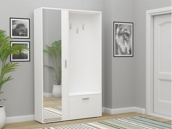 Vente Unique Meuble D'entrée Stanton 109 196x120x33cm Miroir Blanc Stratifié À Poser