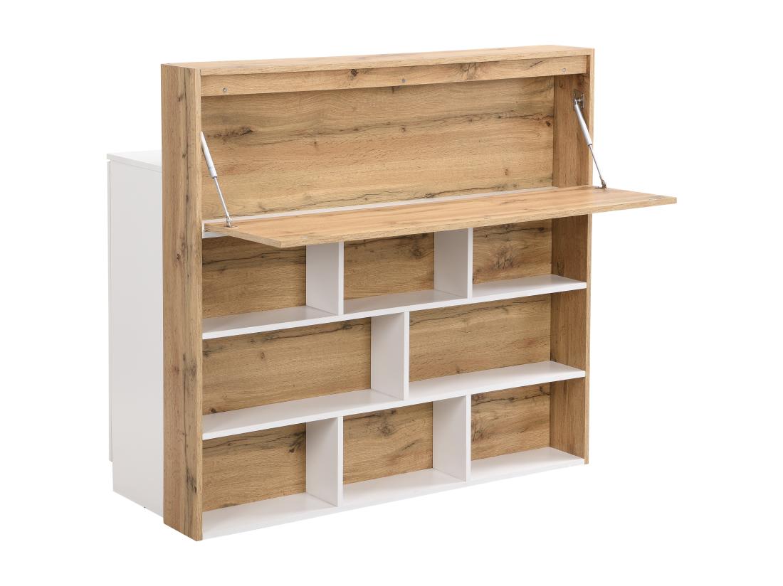 Vente Unique Meuble De Bar Avec 2 Portes Et 1 Tiroir En MDF - Blanc Et Naturel - LAMONIA