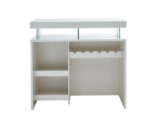 Vente Unique Meuble De Bar Avec LEDS En MDF Blanc Laqué - FABIO II