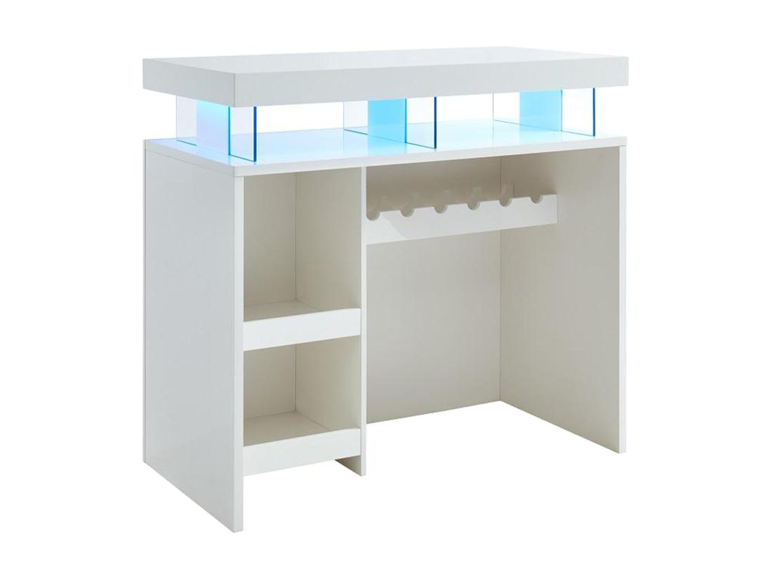 Vente Unique Meuble De Bar Avec LEDS En MDF Blanc Laqué - FABIO II