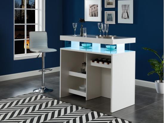 vente unique Meuble de bar avec LEDS en MDF blanc laqué - FABIO II vente unique Meuble de bar avec LEDS en MDF blanc laqué - FABIO II