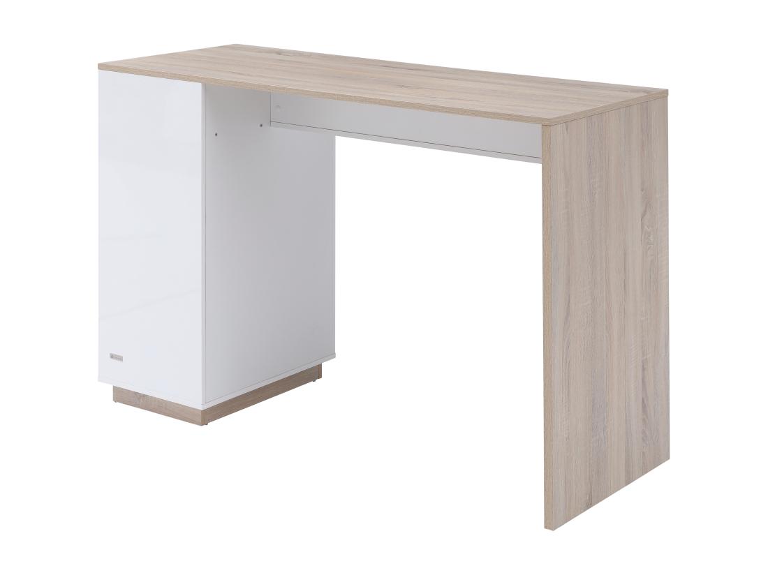 Vente Unique Meuble De Bar Avec Rangements - Blanc Et Naturel - ANOSKI