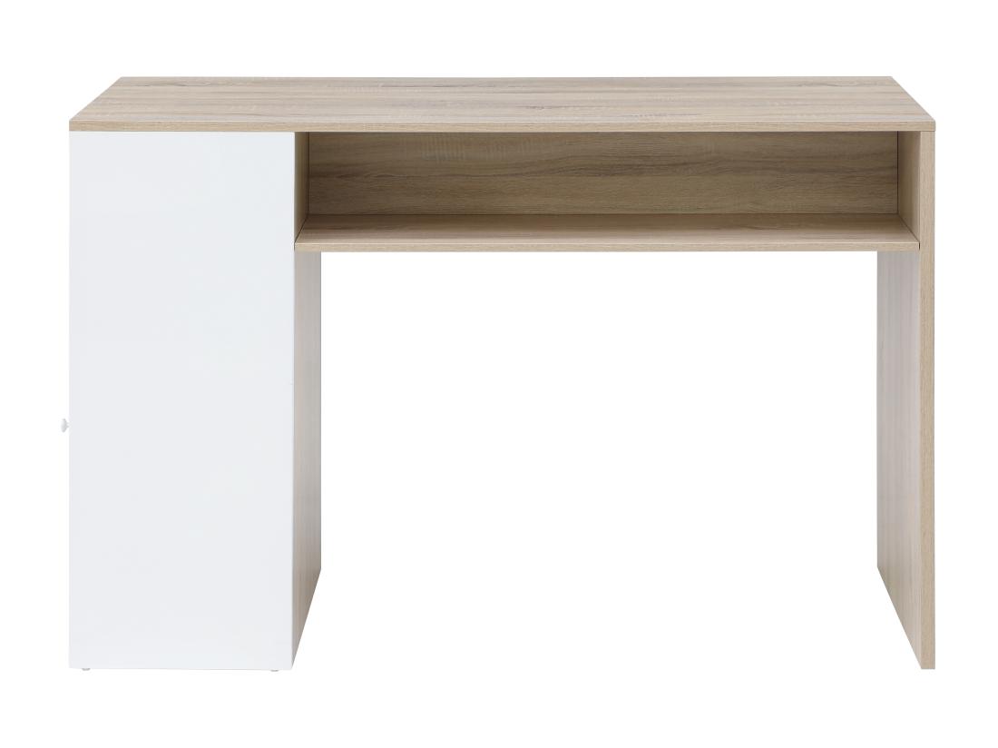 Vente Unique Meuble De Bar Avec Rangements - Blanc Et Naturel - NIRAYA