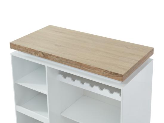 Vente Unique Meuble De Bar HALO II - MDF Laqué Blanc - LEDs - Blanc Et Chêne