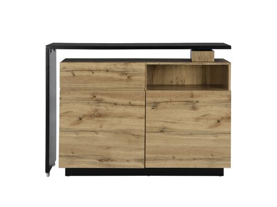 Vente Unique Meuble De Bar Pivotant Avec 2 Portes 1 Tiroir Et 1 Niche En MDF - Naturel Et Noir - ELDIR