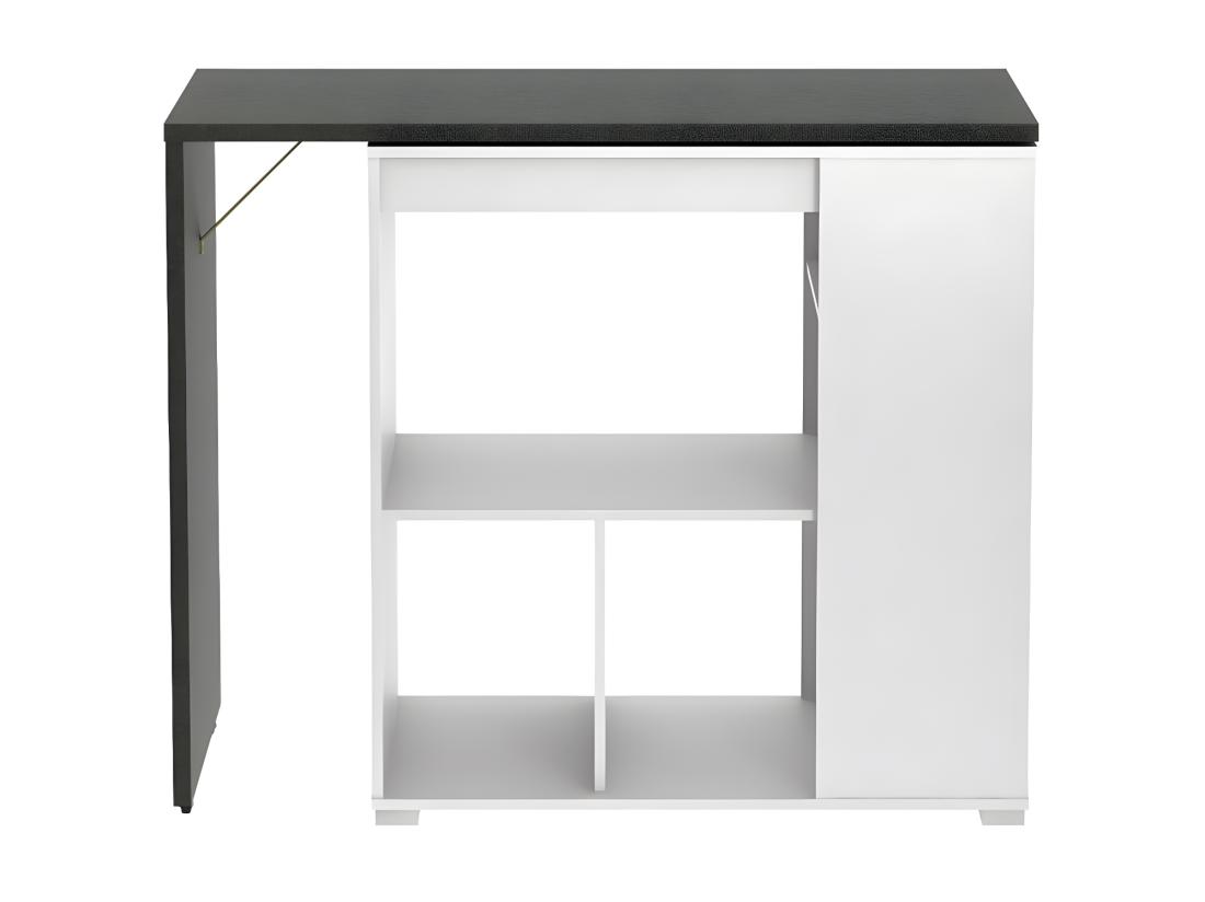Vente Unique Meuble De Bar Pivotant Avec Rangements - Blanc Et Anthracite - SATURNE
