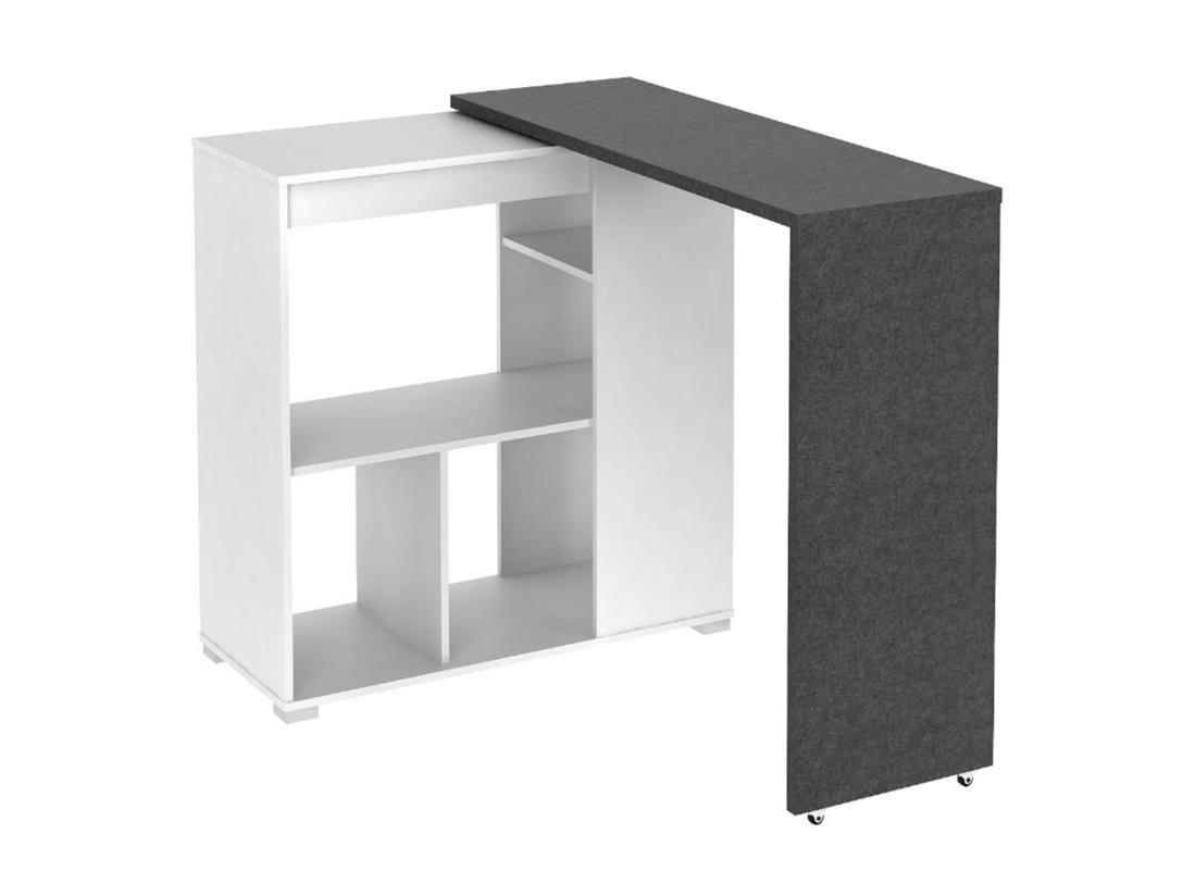 Vente Unique Meuble De Bar Pivotant Avec Rangements - Blanc Et Anthracite - SATURNE