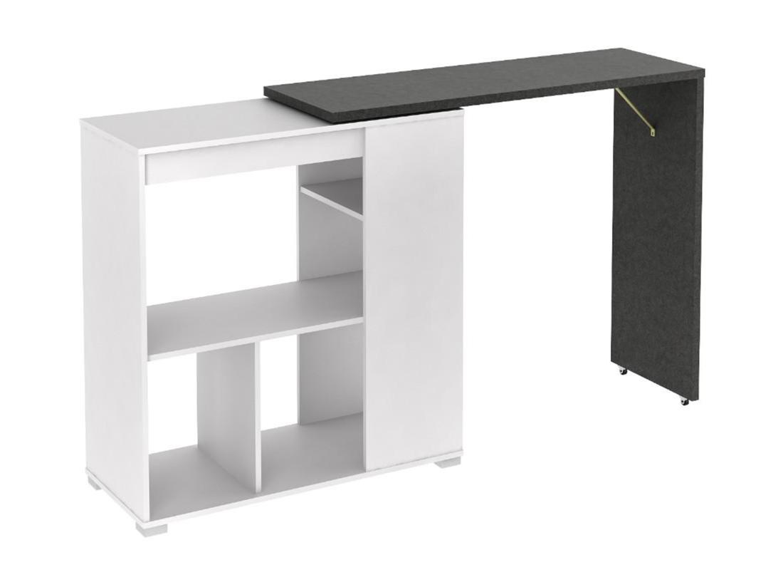 Vente Unique Meuble De Bar Pivotant Avec Rangements - Blanc Et Anthracite - SATURNE