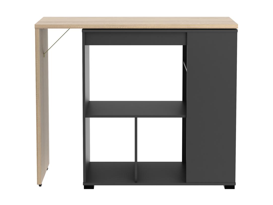 Vente Unique Meuble De Bar Pivotant Avec Rangements - Naturel Et Anthracite - SATURNE