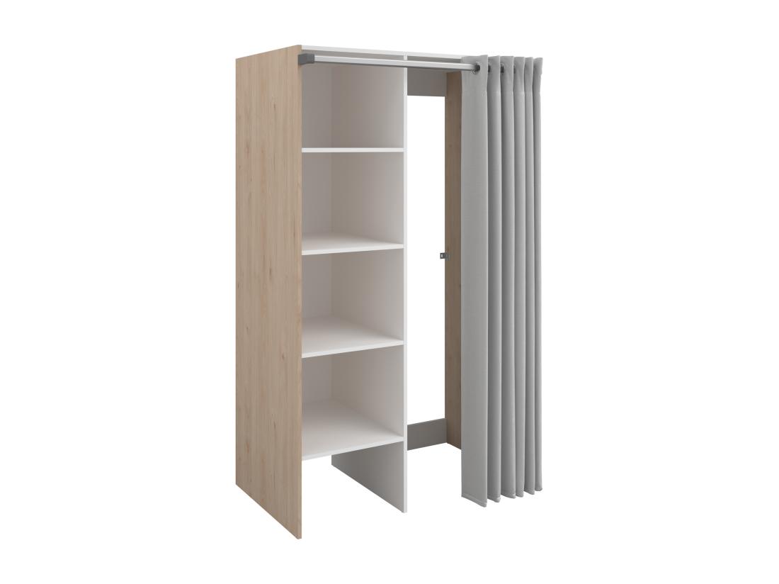 Vente Unique Meuble De Buanderie Avec Rideau Pour Double Machine à Laver - Naturel Clair - L111 X H184 Cm - JAZANO