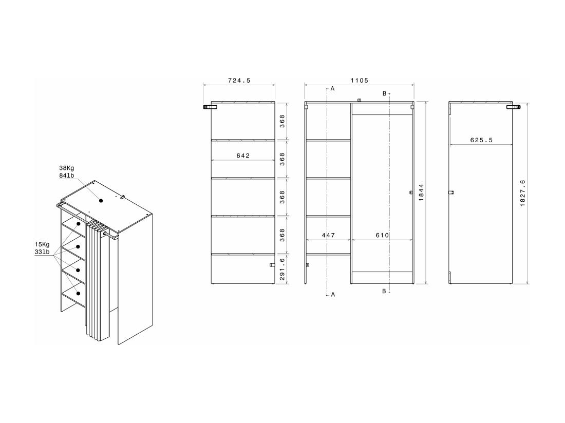 Vente Unique Meuble De Buanderie Avec Rideau Pour Double Machine à Laver - Naturel Clair - L111 X H184 Cm - JAZANO