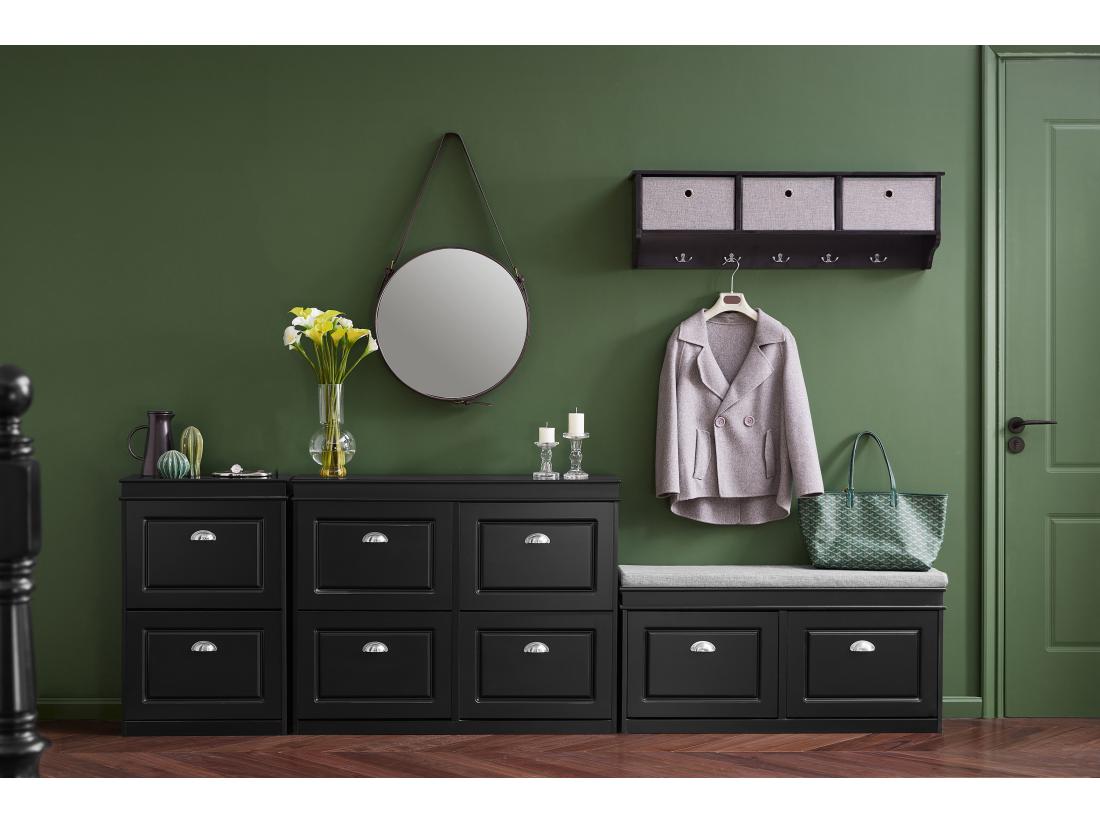 Vente Unique Meuble De Rangement À Chaussures Armoire À Chaussures Commode À Chaussures 3 Abattants Fsr94-sch