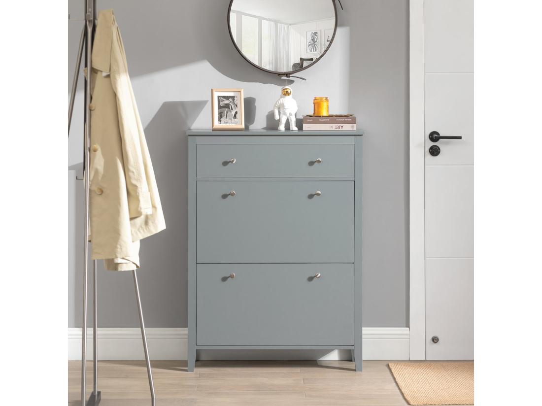 Vente Unique Meuble De Rangement à Chaussures Armoire à Chaussures Commode à Chaussures 2 Abattants FSR89-HG