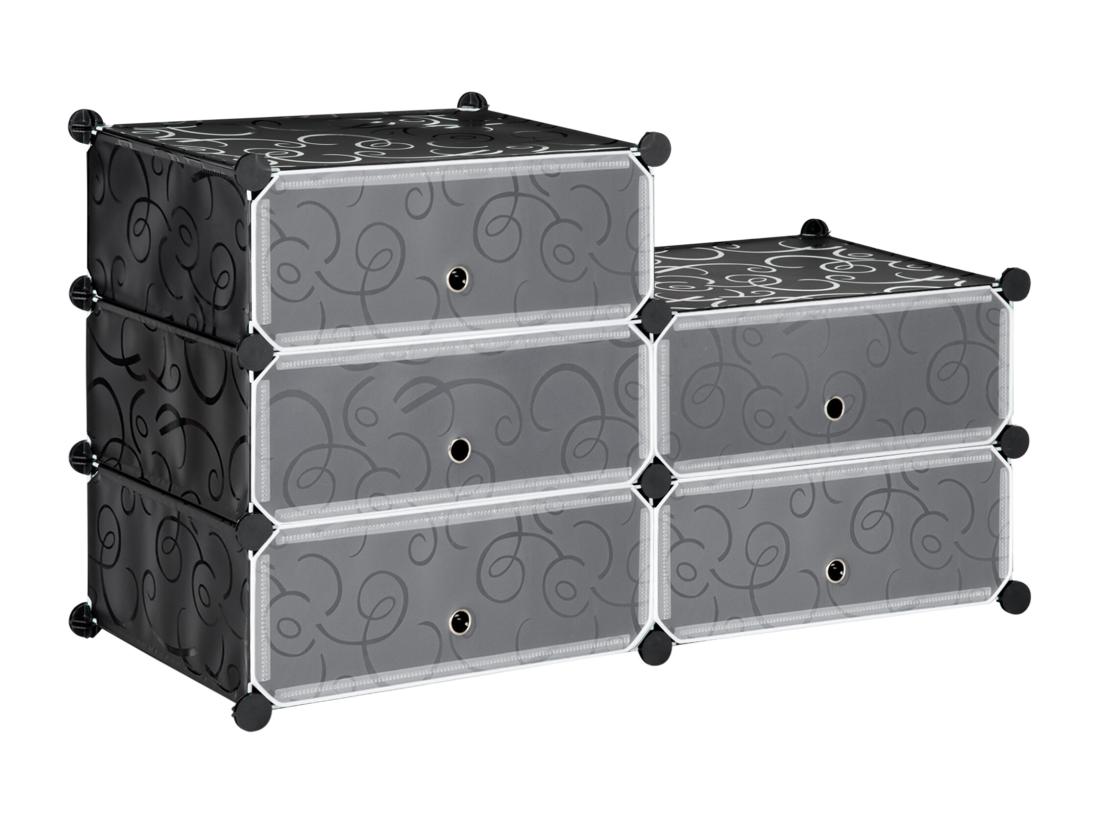 Vente Unique Meuble De Rangement à Chaussures Modulable 6 Casiers Rectangulaires Empilables Noir Blanc