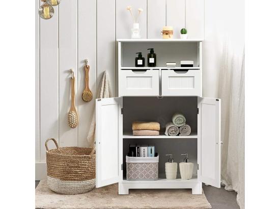 Vente Unique Meuble De Rangement De Salle De Bain Armoire Rangement De Toilette Commode Blanche De Toilette/chambre 60 X 30 X 109 Cm