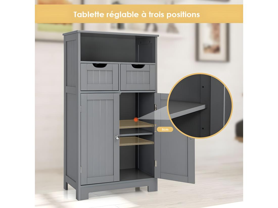 Vente Unique Meuble De Rangement De Salle De Bain Commode Blanche De Toilette/chambre 60 X 30 X 109 Cm