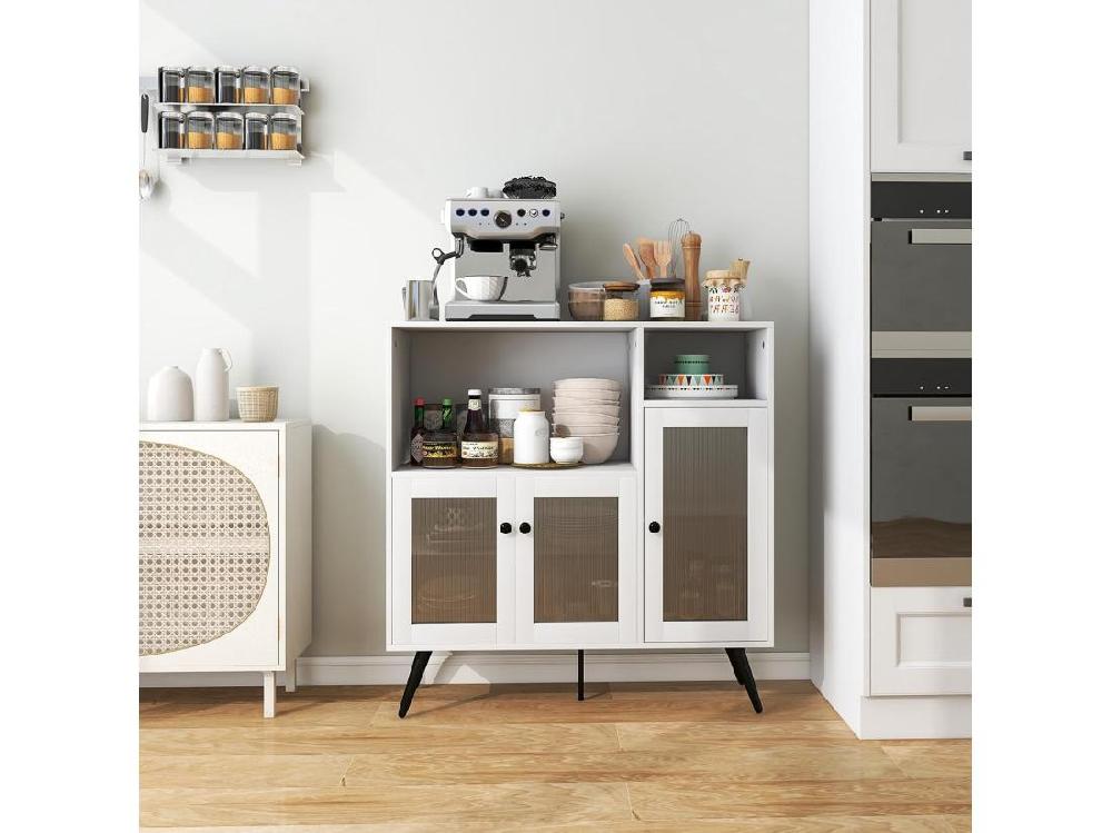 vente unique Meuble de rangement placard 3 portes 2 etagères 100 x 39 5 x 100 cm (blanc)