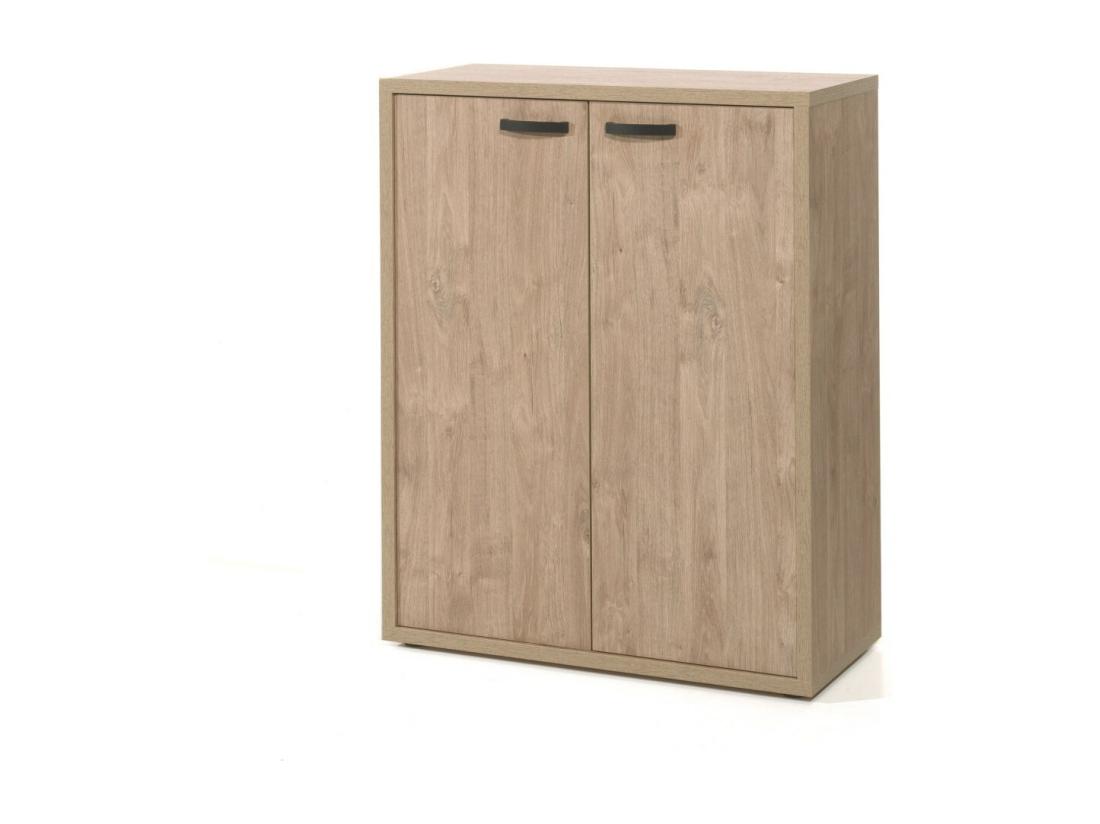 vente unique Meuble de rangement pour bureau 2 portes coloris chêne doré collection DEPÉ