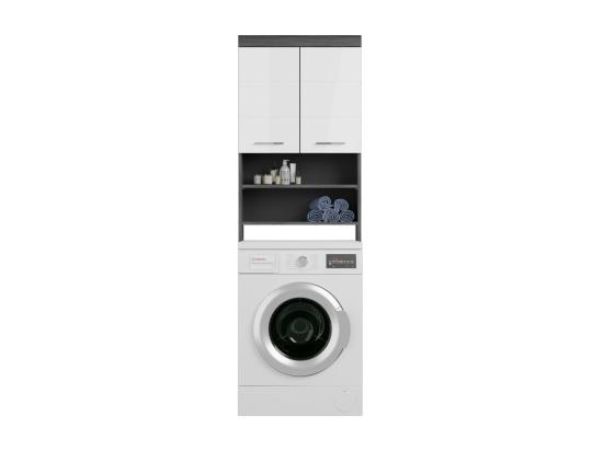 Vente Unique Meuble De Rangement SCOTT – Machine à Laver – Gris Foncé Et Blanc – 63x191x24 Cm