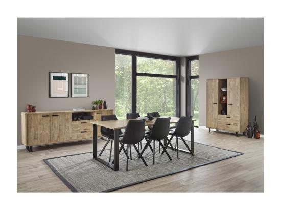 Vente Unique Meuble De Rangement XL Coloris Chêne Doré Collection NEWTON Pieds En Métal. Grande Capacité De Rangement
