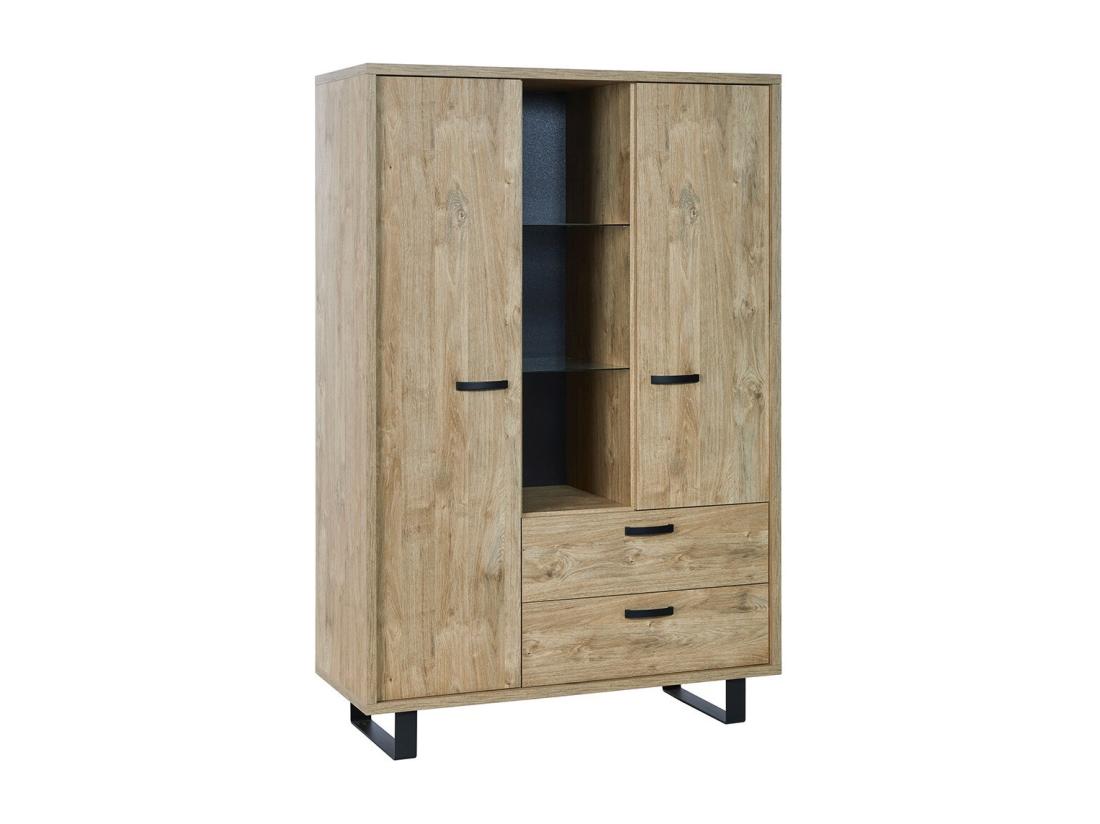 vente unique Meuble de Rangement XL coloris chêne doré collection NEWTON pieds en métal. Grande capacité de rangement