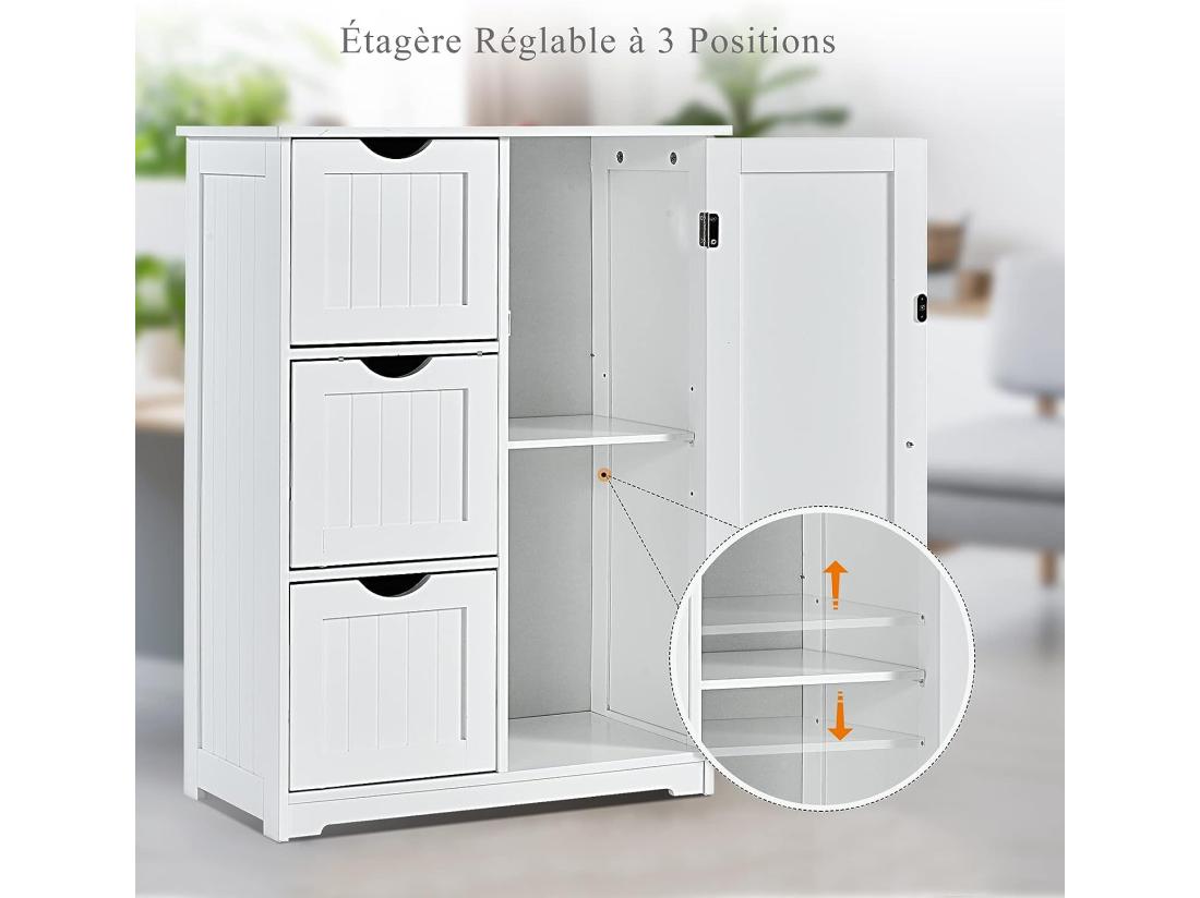 Vente Unique Meuble De Salle De Bain 58x28x81cm-Blanc