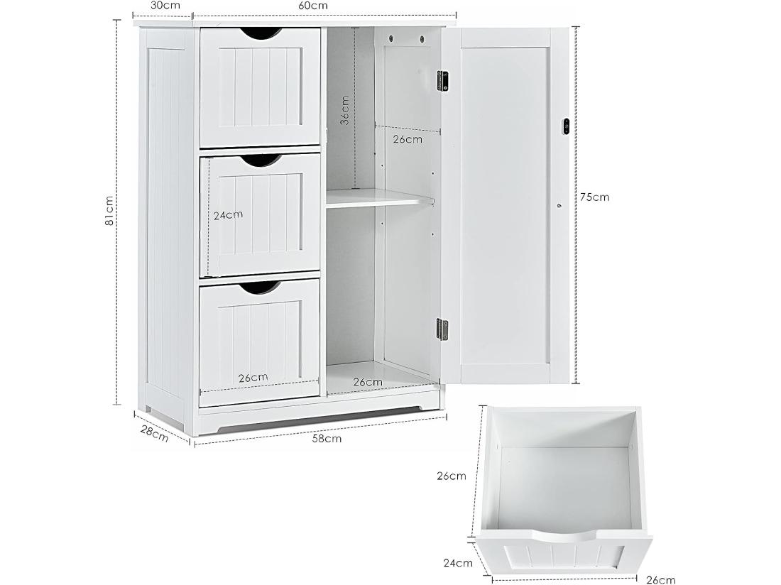 Vente Unique Meuble De Salle De Bain 58x28x81cm-Blanc