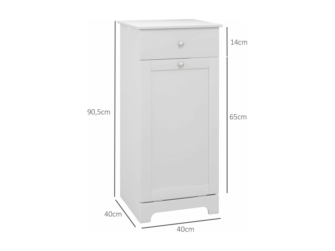 vente unique Meuble de salle de bain avec panier à linge meuble de rangement avec tiroir - 40L x 40l x 90 5H cm - blanc