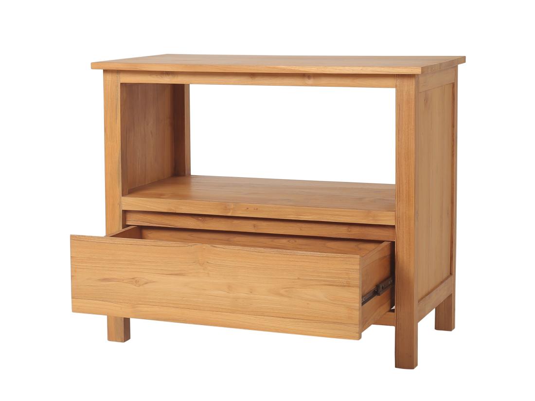 Vente Unique Meuble De Salle De Bain En Teck Avec Simple Vasque - 90 Cm - KETAPANG
