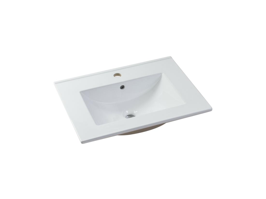 Vente Unique Meuble De Salle De Bain Strié Avec Vasque à Encastrer Et Colonne - Coloris Naturel Clair - 60 Cm - ZEVARA