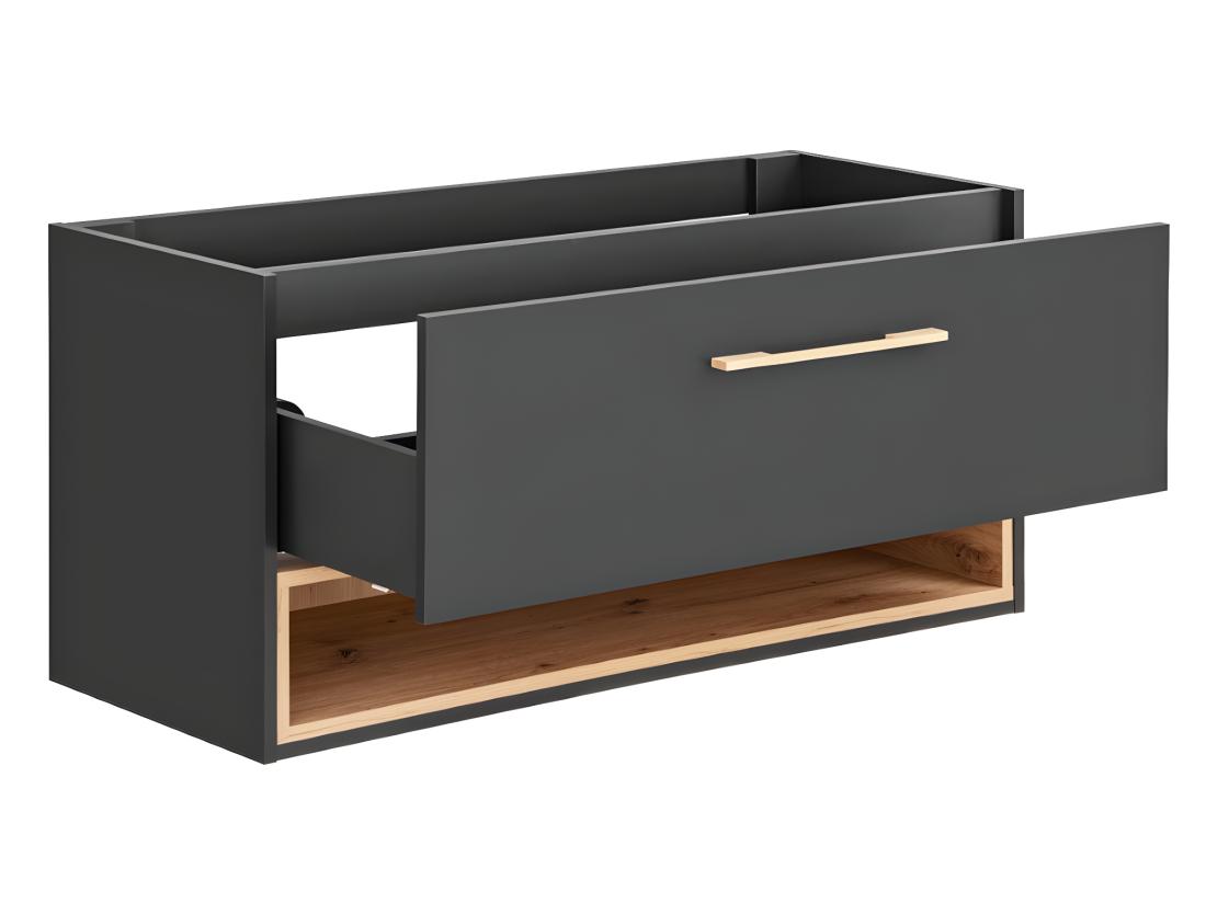 Vente Unique Meuble De Salle De Bain Suspendu Anthracite Avec Vasque à Encastrer Et Armoire De Toilette - 120 Cm - YANGRA