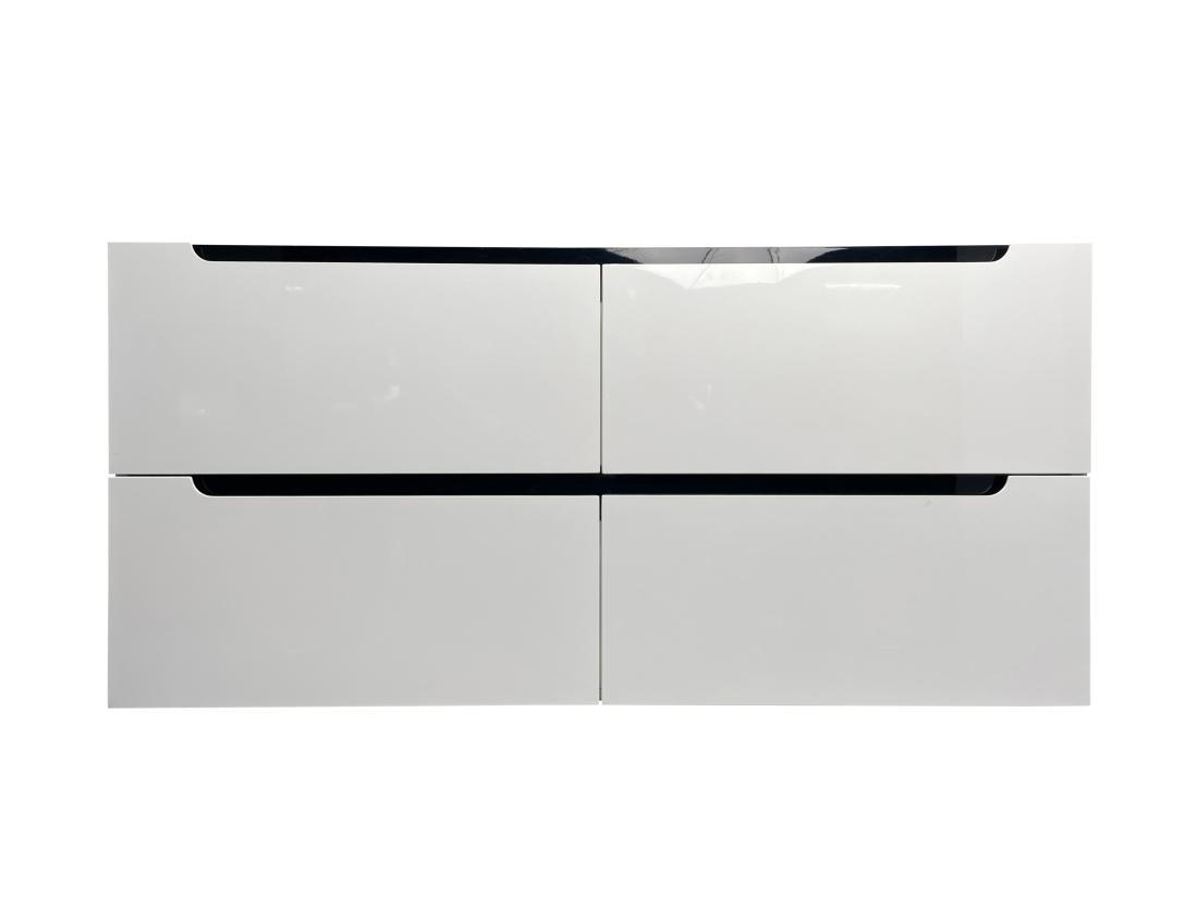 Vente Unique Meuble De Salle De Bain Suspendu Avec Double Vasque à Encastrer - Blanc - 120 Cm - SELITA