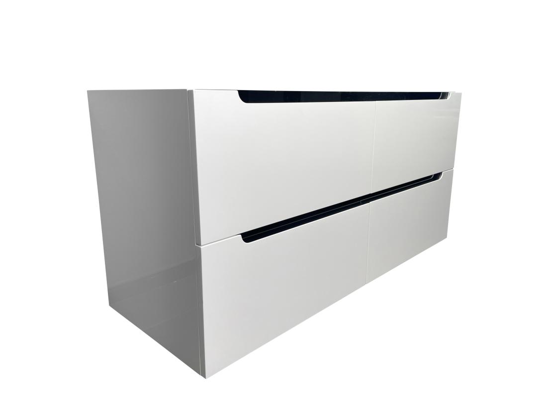 Vente Unique Meuble De Salle De Bain Suspendu Avec Double Vasque à Encastrer - Blanc - 120 Cm - SELITA
